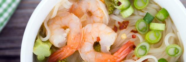Soupe de crevettes au thé vert